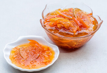 A bowl of Malta marmalade on a table