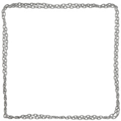 3D-rendered square frame composed of double metal chains, PNG format, transparent background.