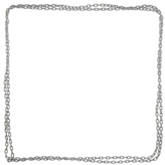Square frame created with two parallel metal chain lines in a 3D illustration, available in PNG format with transparency.