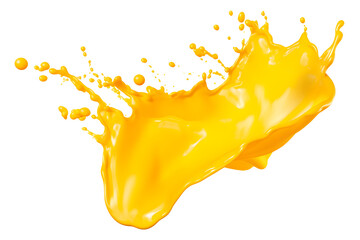 yellow paint splash isolated on transparent background - splashing effect design element PNG cutout