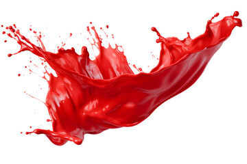 red paint splash isolated on transparent background - splashing effect design element PNG cutout