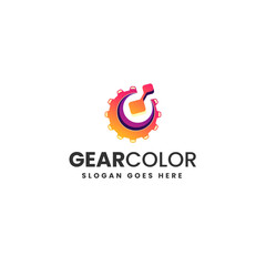 Vector Logo Illustration Gear Gradient Colorful Style