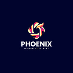 Vector Logo Illustration Phoenix Gradient Colorful Style