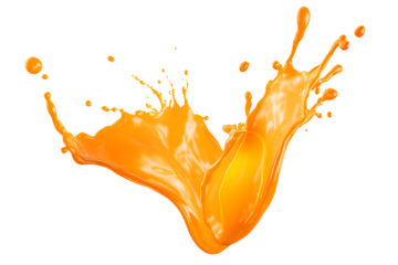 orange paint splash isolated on transparent background - splashing effect design element PNG cutout