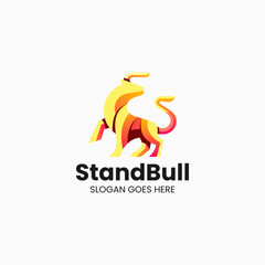 Vector Logo Illustration Bull Gradient Colorful Style