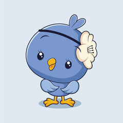 Cute Bird Character Design Illustration
