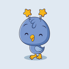 Cute Bird Character Design Illustration
