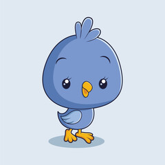 Cute Bird Character Design Illustration