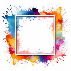 Fototapeta na wymiar Colorful square frame on white background, post, header, cover, abstract