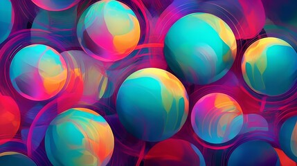 neon spheres and balls - obrazy, fototapety, plakaty