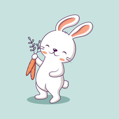 Cute Bunny Character Design Illustration