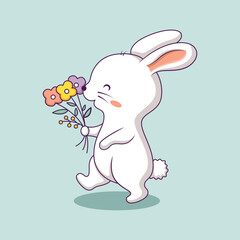 Cute Bunny Character Design Illustration
