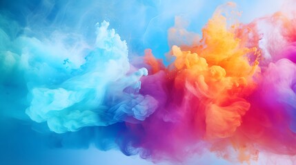 Freezing motion of colorful powder exploding on a isolated pastel background Copy space creates an abstract and vibrant texture - obrazy, fototapety, plakaty