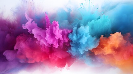 Freezing motion of colorful powder exploding on a isolated pastel background Copy space creates an...
