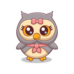 Cute Owl Character Design Illustration