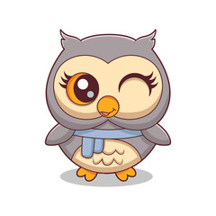Cute Owl Character Design Illustration