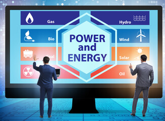 Energy mix concept with businessman
