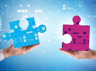 Digital transformation concept with jigsaw puzzle