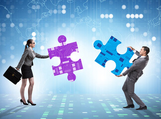 Digital transformation concept with jigsaw puzzle