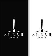 Spear Logo, Arrowhead Weapon Design Hunting Spear Simple Vintage Retro Rustic Minimalist Concept