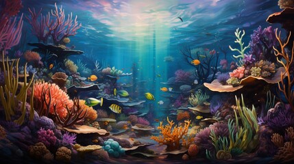 Fototapeta na wymiar coral reef with fish and coral generated by AI