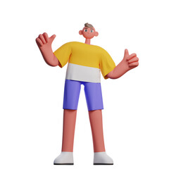 3D man gives thumbs up