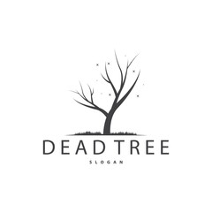 Obraz premium Dry Tree Logo, Dead Tree Plant Design Vector Silhouette Illustration Template