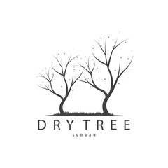 Dry Tree Logo, Dead Tree Plant Design Vector Silhouette Illustration Template