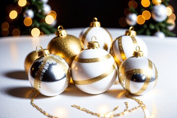 Christmas ornaments, close-up. Holidays concept. Merry Christmas
