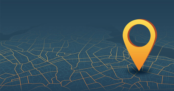 Destinations. Gps tracking map. Track navigation pins on street maps, navigate mapping technology and locate position pin. Futuristic travel gps map or location navigator vector illustration