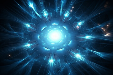 Obraz premium 3D rendering abstract blue fractal light background