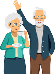 Senior couple in happy manner. Healthy aging, elderly health care and wellbeing concept.