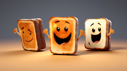 3d-visualized illustration of the cartoon character bread.