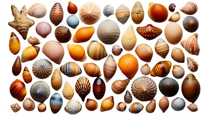 Shells on white background, generative AI