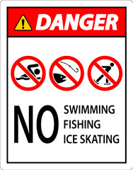 Prohibition Sign Danger - No Swimming, Fishing, Ice Skating