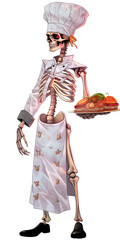 High-resolution image of skeleton as a chef.

