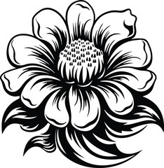 Beautiful flower Logo Monochrome Design Style