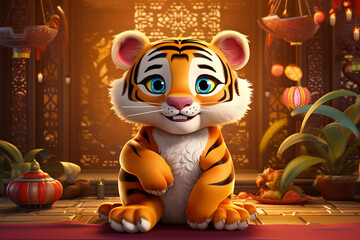 3d Tiger Tang Cartoon caracter The Year Of The Tiger New Year
