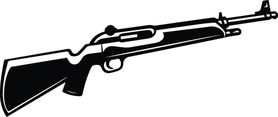 carbine gun rifle Logo Monochrome Design Style - obrazy, fototapety, plakaty