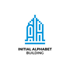 Initial letter AH alphabet building logo