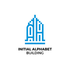 Fototapeta premium Initial letter AH alphabet building logo