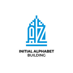 Initial letter AZ alphabet building logo