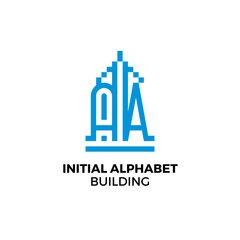 Obraz premium Initial letter AA alphabet building logo