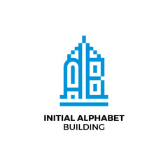Initial letter AB alphabet building logo