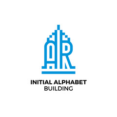 Initial letter AR alphabet building logo