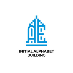 Initial letter AE alphabet building logo