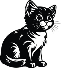 House Cat Pet Logo Monochrome Design Style