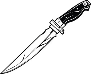 Metal Knife Blade Logo Monochrome Design Style - obrazy, fototapety, plakaty