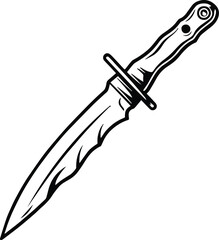 Metal Knife Blade Logo Monochrome Design Style - obrazy, fototapety, plakaty
