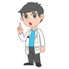 Doctor cartoon character with Have idea expression. Medical health care banner design with background. Medical colleagues hospital staff